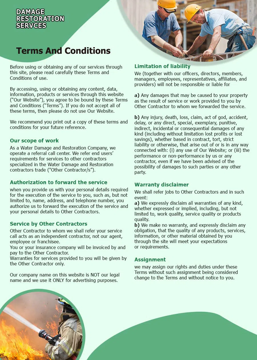 Pompano Beach Emergency Restoration Pompano Beach, FL 561-260-5190 - terms